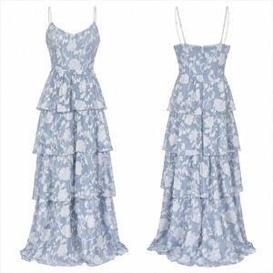 Showpo NWT JANEZKIE MAXI DRESS Femme Tiered Jacquard Formal Dress Sz 8